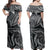 Polynesian Dress - Polynesian Tribal Floral Off Shoulder Long Dress LT10 Women Black - Polynesian Pride