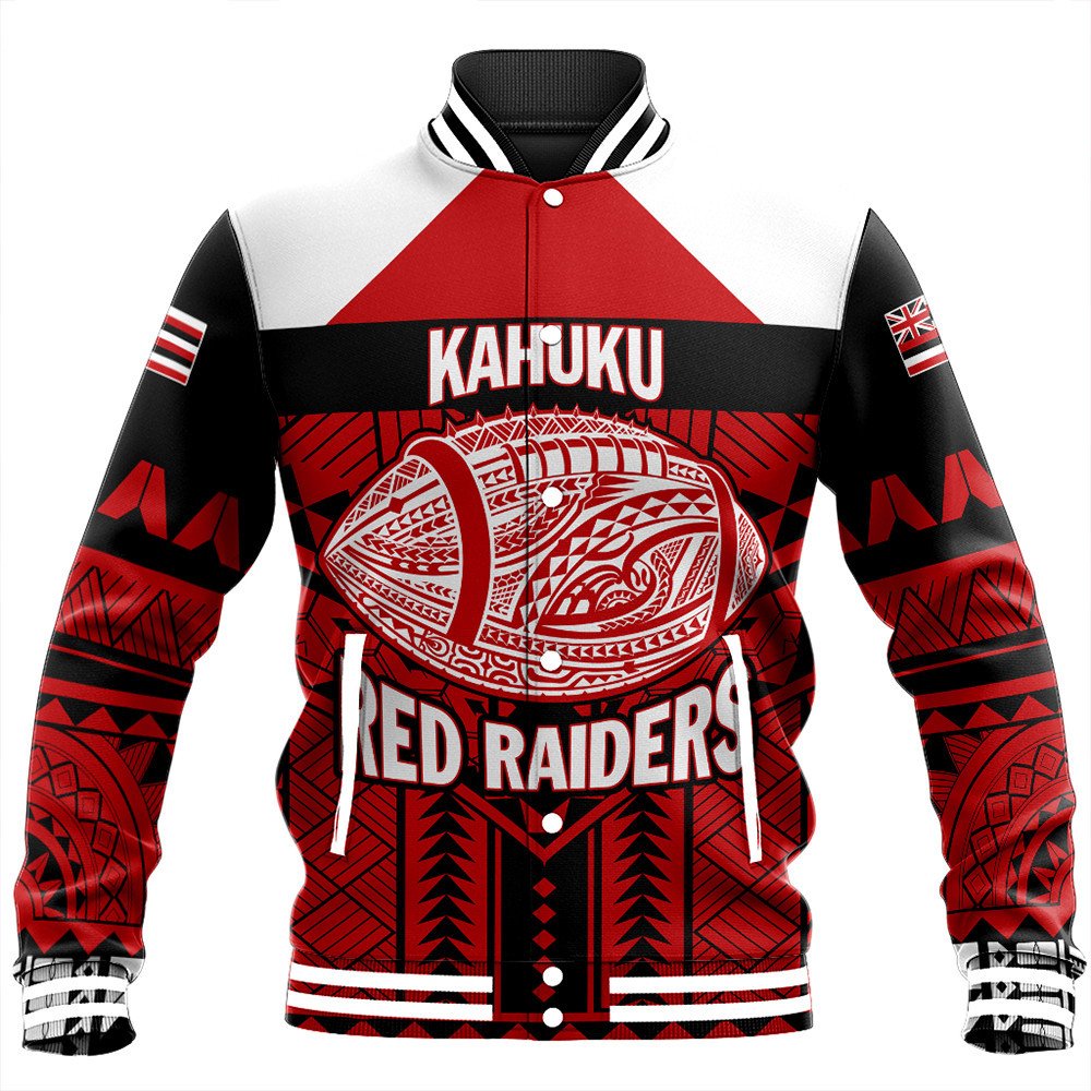 Polynesian Pride Jacket - Personalized Hawaiian High Kahuku Baseball Jacket LT10 Unisex Red - Polynesian Pride