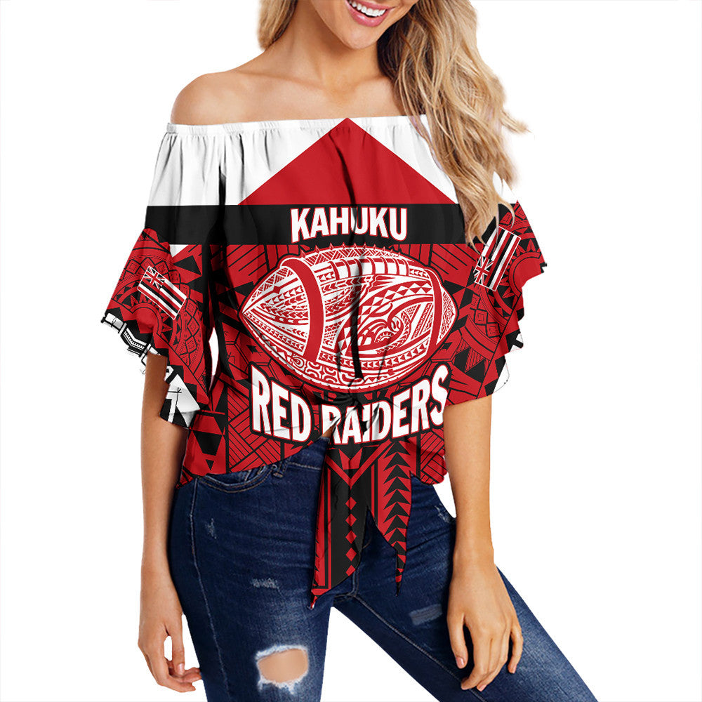 Polynesian Pride Clothing - Personalized Hawaiian High Kahuku Off Shoulder Wrap Waist Top LT10 Women Red - Polynesian Pride