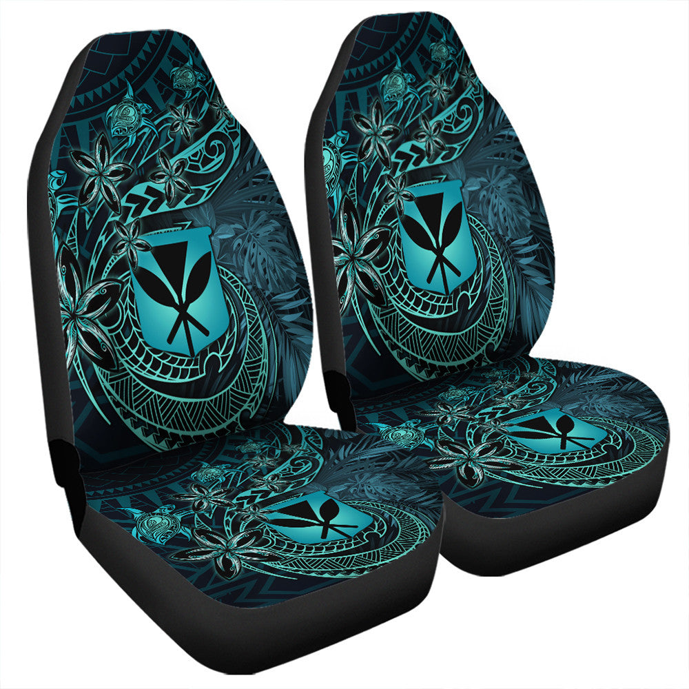 Polynesian Pride Car Accessories - Hawaii Kanaka Maoli Turquoise Tiare Honu Car Seat Covers LT10 One Size Turquoise - Polynesian Pride