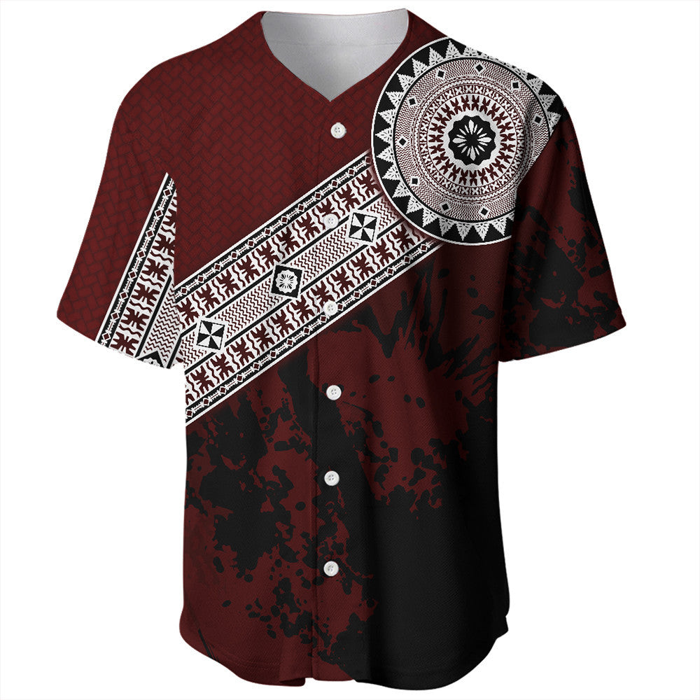 Polynesian Pride Shirt - Fiji Masa Paint Style Baseball Jersey LT10 Red - Polynesian Pride