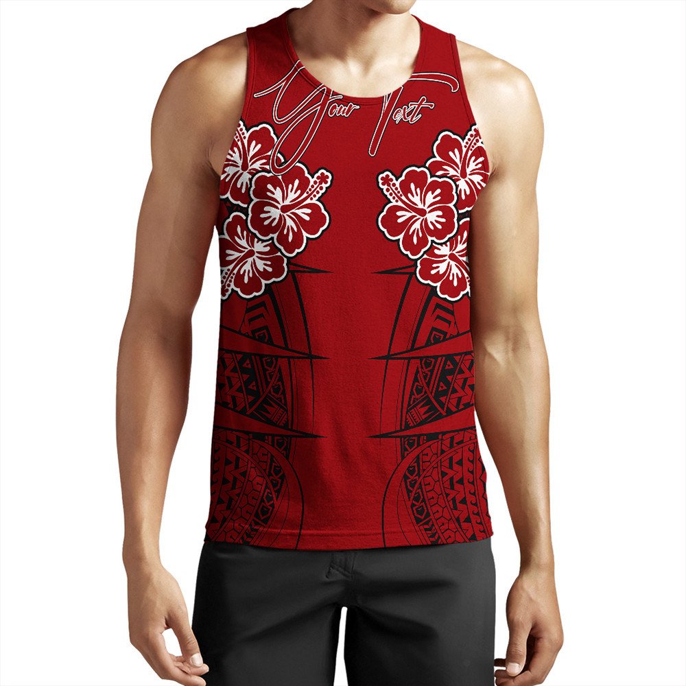 Polynesian Pride Clothing - Personalized Hawaii Spearhead Hibiscus Polynesian Tank Top LT10 Red - Polynesian Pride