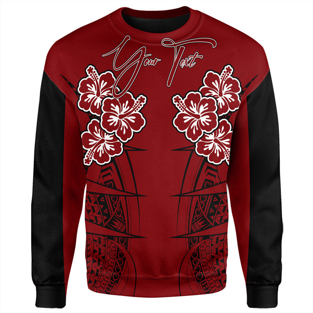 Polynesian Pride Sweatshirt - Personalized Hawaii Spearhead Hibiscus Polynesian Sweatshirt LT10 Unisex Red - Polynesian Pride