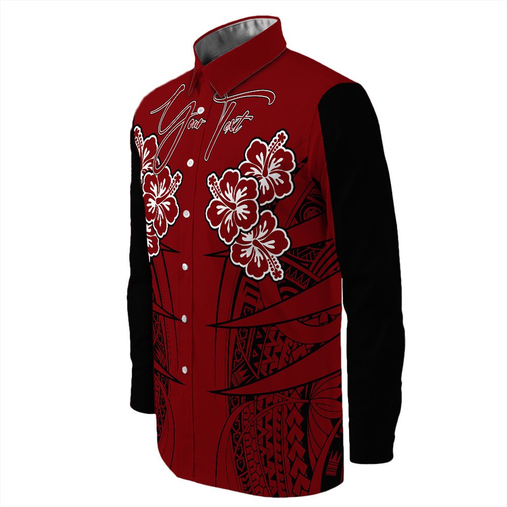 Polynesian Pride Shirt - Personalized Hawaii Spearhead Hibiscus Polynesian Long Sleeve Button Shirt LT10 - Polynesian Pride