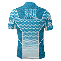 Polynesian Pride Apparel Custom Kakau Hawaii Polynesian Blue Gradient Polo Shirt LT10 - Polynesian Pride