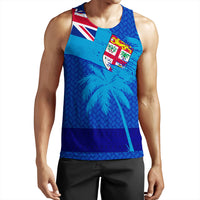 Polynesian Pride Clothing - Fiji Palm Tree Coat Of Arms Tank Top LT10 Blue - Polynesian Pride