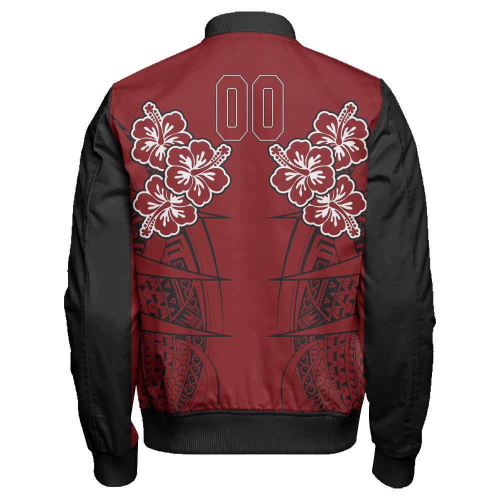 Polynesian Pride Jacket - Personalized Hawaii Spearhead Hibiscus Polynesian Sleeve Zip Bomber Jacket LT10 - Polynesian Pride