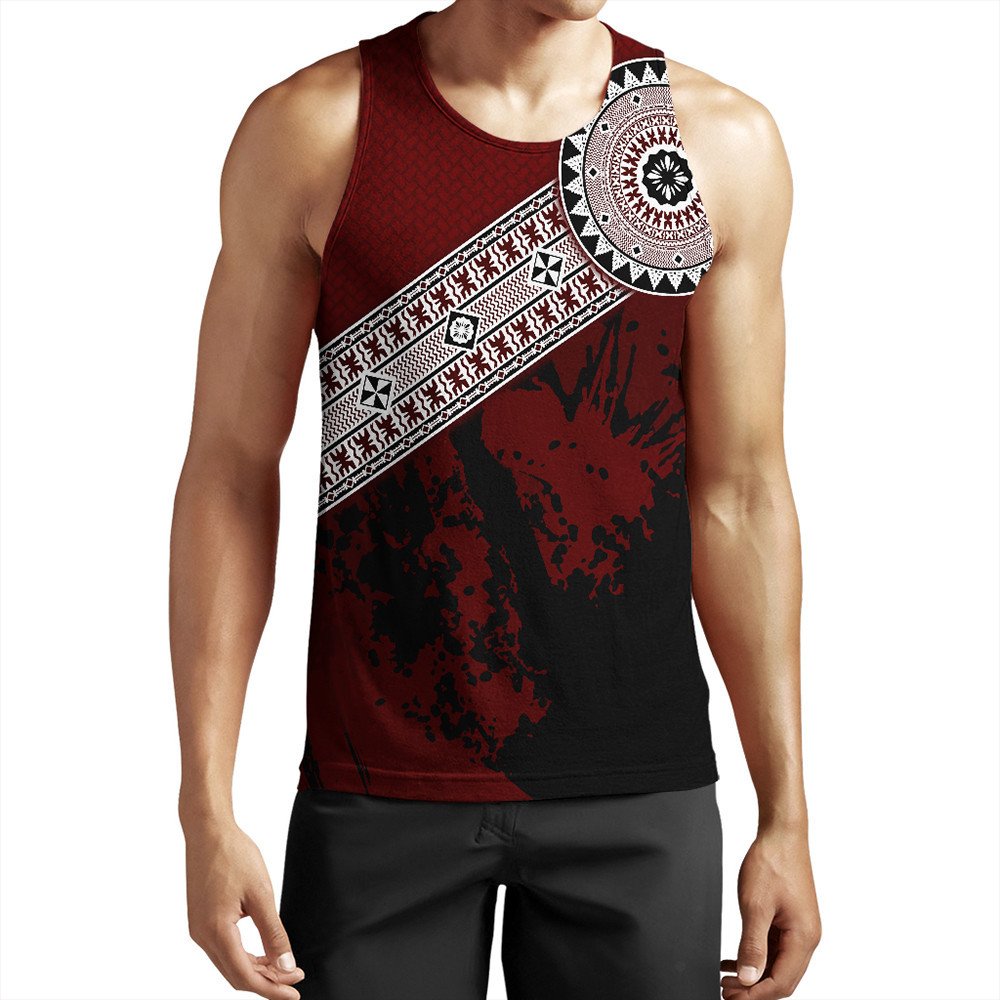 Polynesian Pride Tank Top - Fiji Masa Paint Style Tank Top LT10 Red - Polynesian Pride