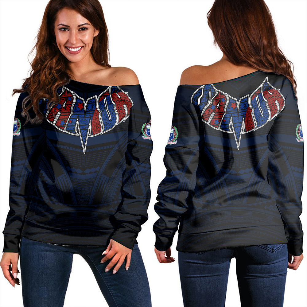 Polynesian Pride Sweatshirt - Samoa Forever Women Off Shoulder LT10 Women Black - Polynesian Pride