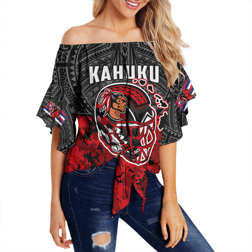 Polynesian Pride Clothing - Red Raider For Life Off Shoulder Wrap Waist Top LT10 Women Black - Polynesian Pride