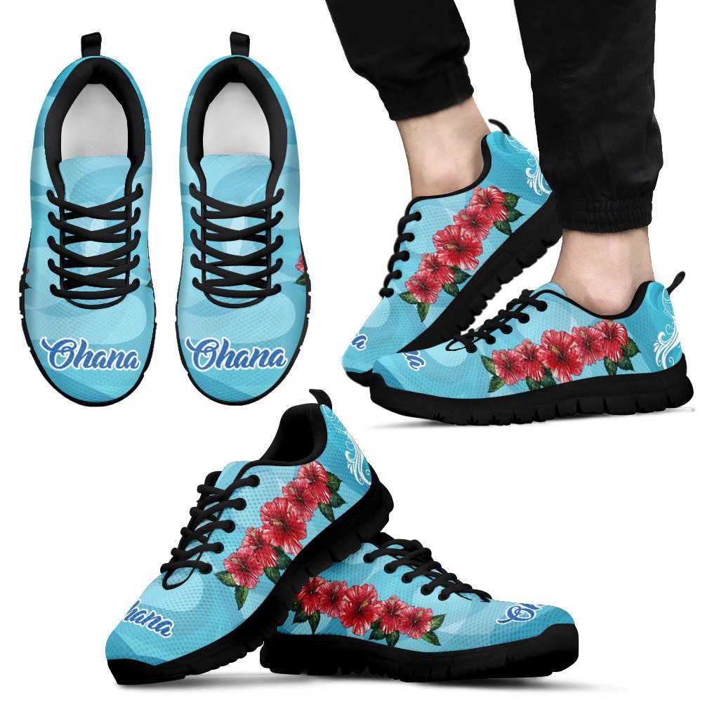 Ohana Hibiscus Sneakers Men's Sneakers Black - Polynesian Pride