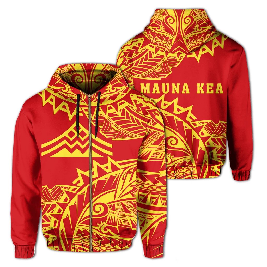 Hawaiian Mauna Kea Polynesian Zipper Hoodie Viva Style Unisex Art - Polynesian Pride