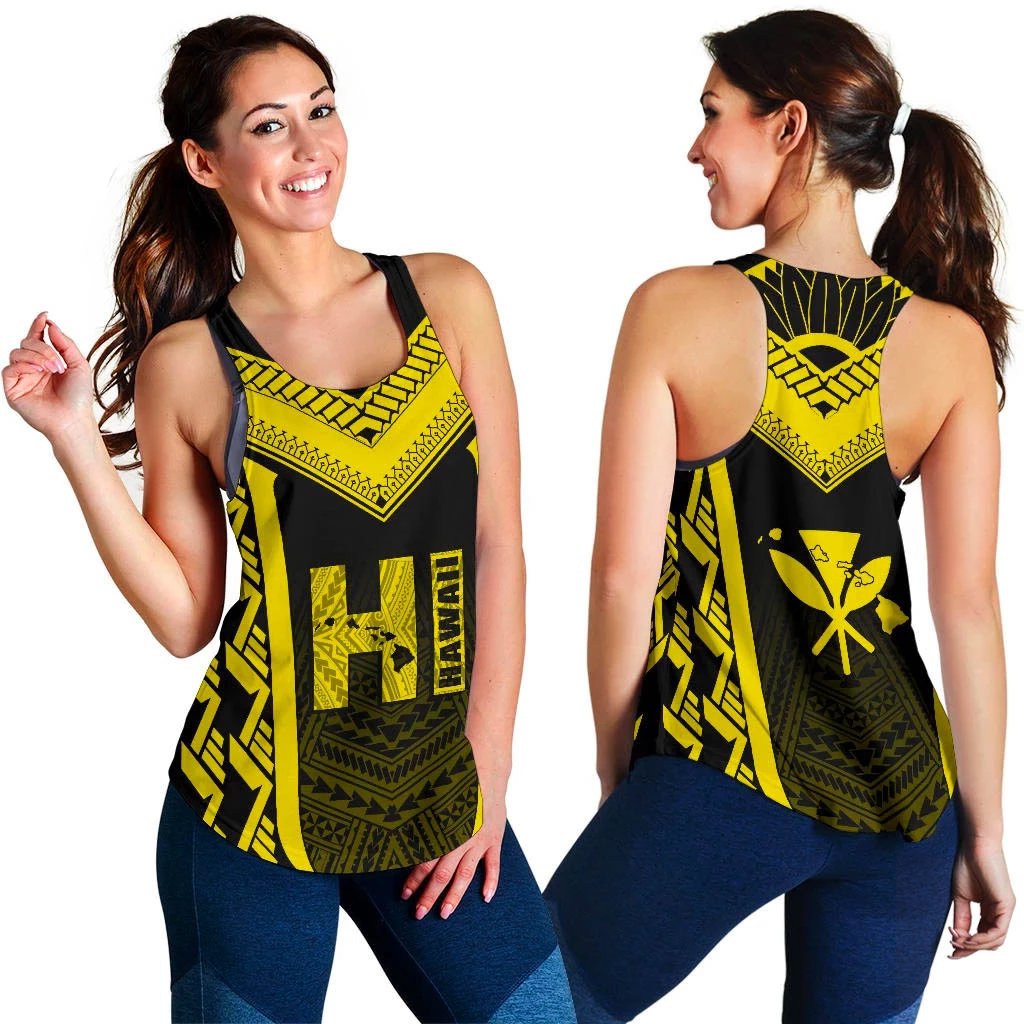 Hawaiian Kanaka Polynesian Women's Racerback Tank Active Yellow Yellow - Polynesian Pride