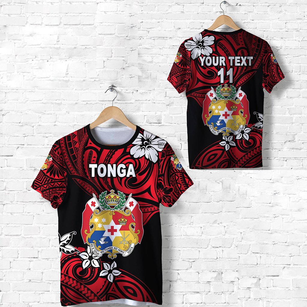 Custom Mate Maa Tonga Rugby T Shirt Polynesian Unique Vibes Red, Custom Text and Number Unisex Red - Polynesian Pride