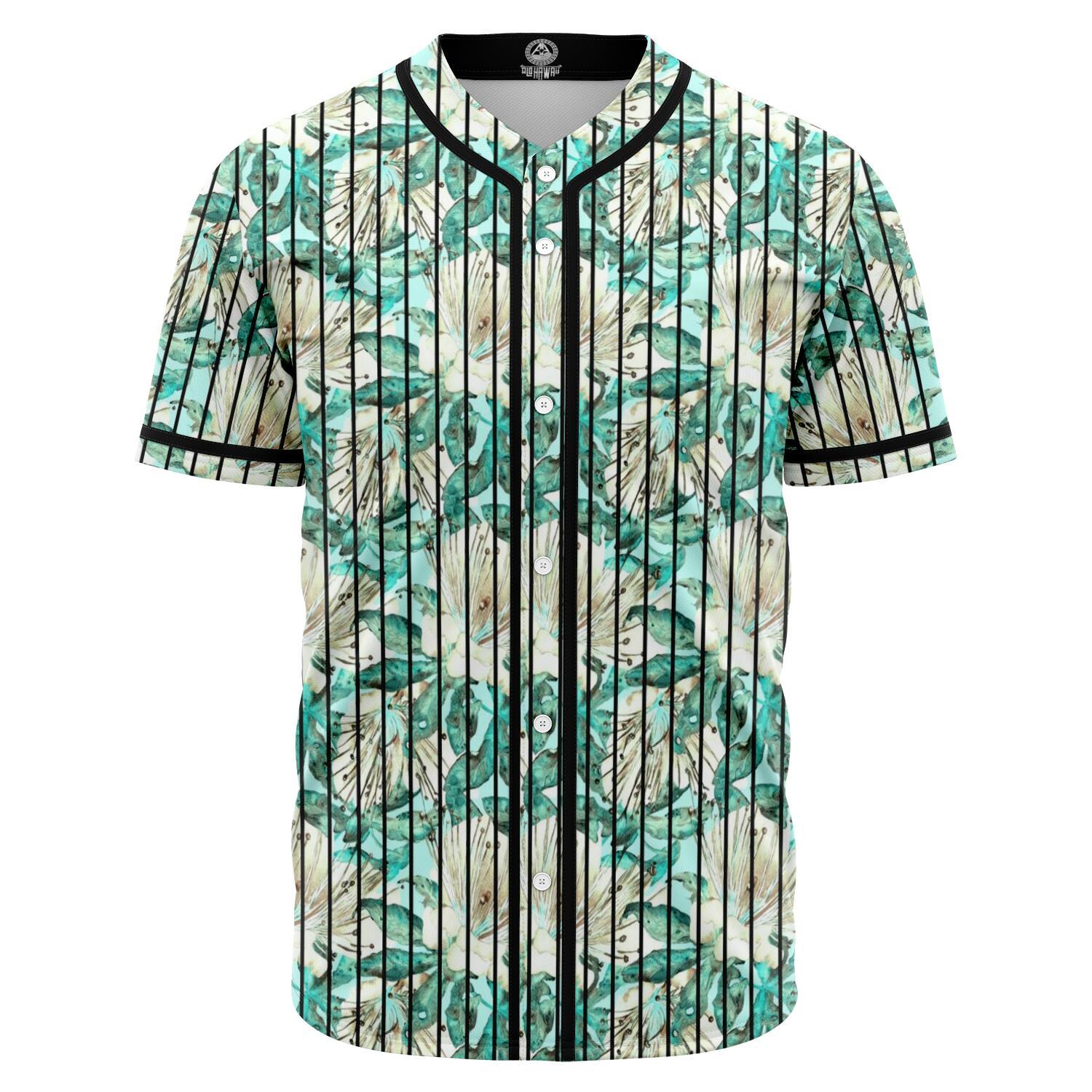 Hawaii Tropical Blue Baseball Jersey Black - Polynesian Pride