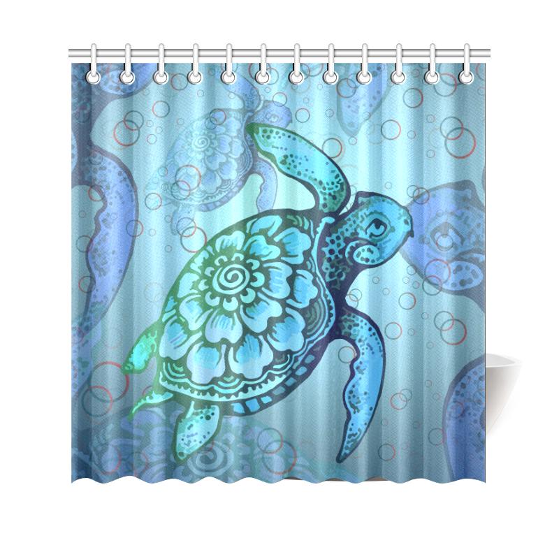 Turtle Beauty Shower Curtain 177 x 172 (cm) Blue - Polynesian Pride