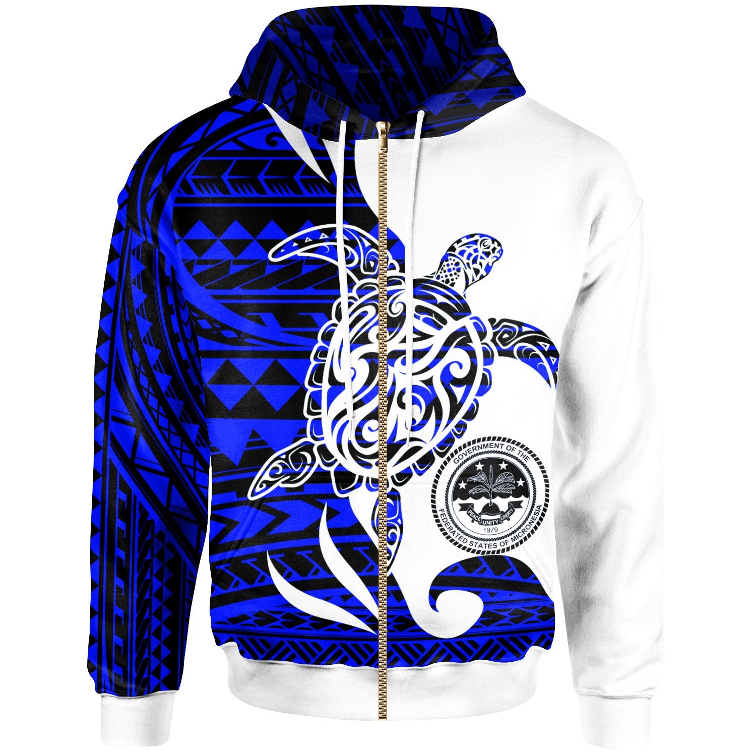 Federated States of Micronesia Custom Zip Hoodie Mega Turtle Unisex Red - Polynesian Pride