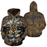 Hibiscus Polynesian Gold Hawaii Turtle Hoodie Unisex Gold - Polynesian Pride