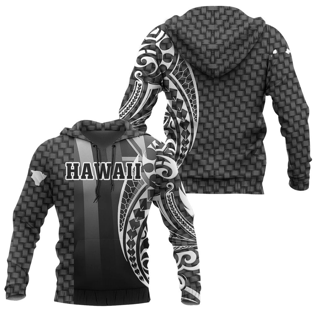 Hawaii Polynesian Hoodie Emboss Style Unisex White - Polynesian Pride