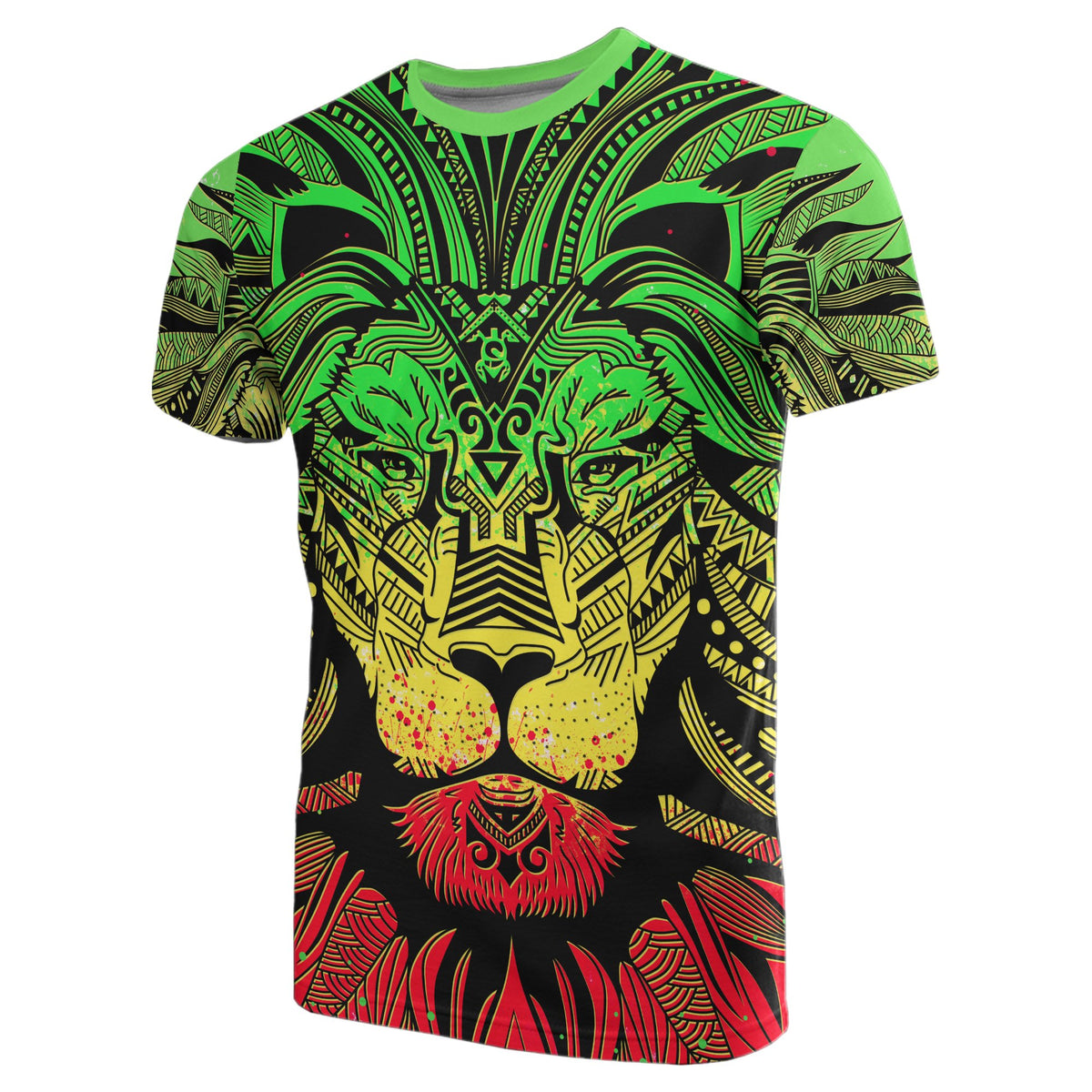 Polynesian T Shirt Polynesian Lion Tattoo Style Reggae Style Unisex Reggae - Polynesian Pride