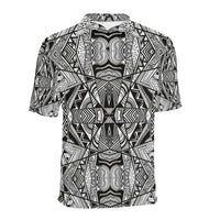Polynesian Tribal Polo Shirt White and Black - Polynesian Pride