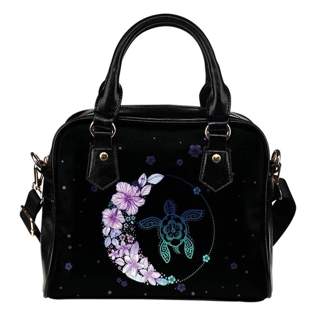 Hawaii Colorful Flower Shoulder Handbag One Size Black - Polynesian Pride