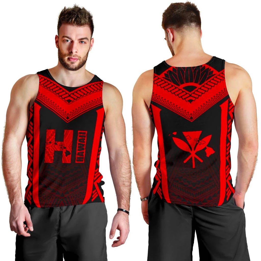 Hawaiian Kanaka Polynesian Men's Tank Top Active Red Red - Polynesian Pride