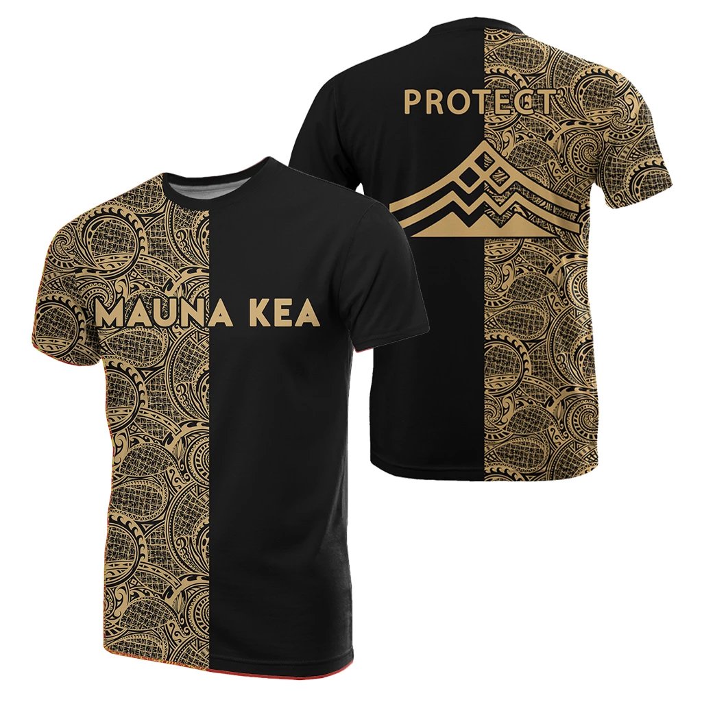 Hawaii Mauna Kea Polynesian T Shirt The Half Gold Unisex Gold - Polynesian Pride