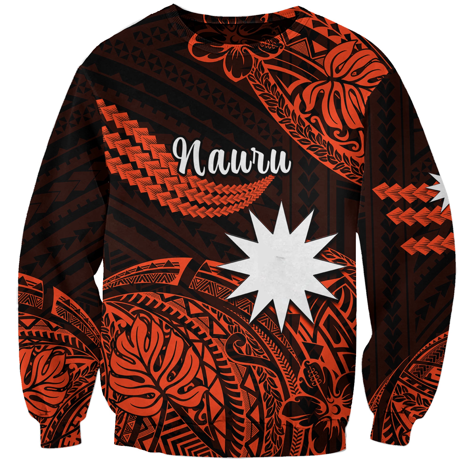 (Custom Personalised) Nauru Polynesian Hibiscus Naoero Red Sweatshirt LT14 Unisex Red - Polynesian Pride