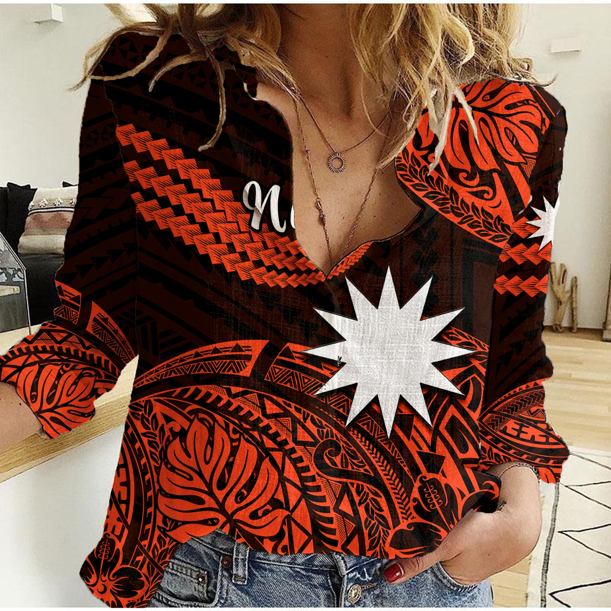 (Custom Personalised) Nauru Polynesian Hibiscus Naoero Red Women Casual Shirt LT14 Female Red - Polynesian Pride