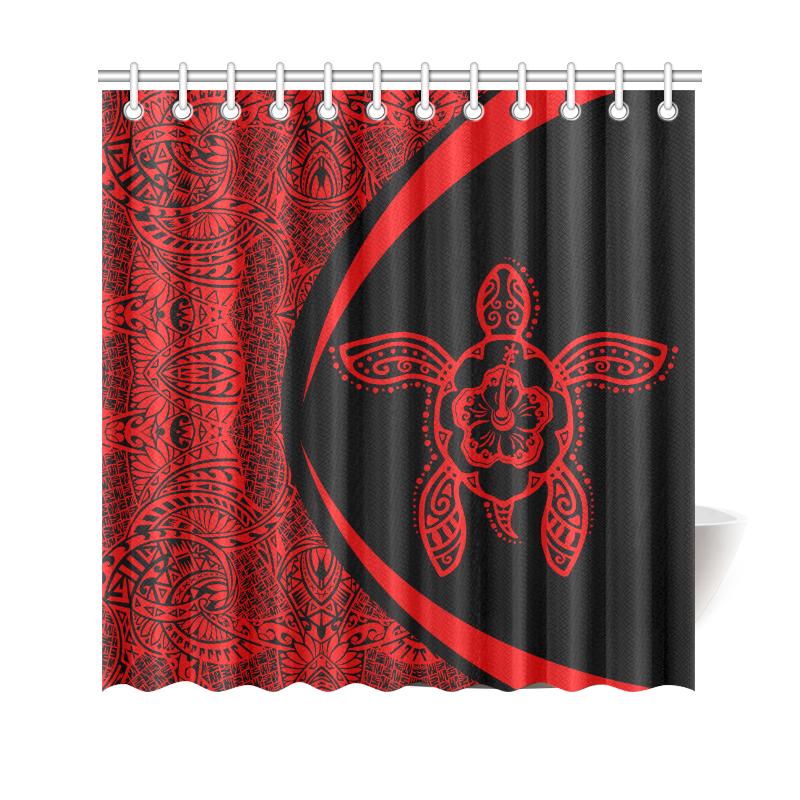 Hawaii Turtle Polynesian Shower Curtain-Circle Style Red 177 x 172 (cm) Black - Polynesian Pride