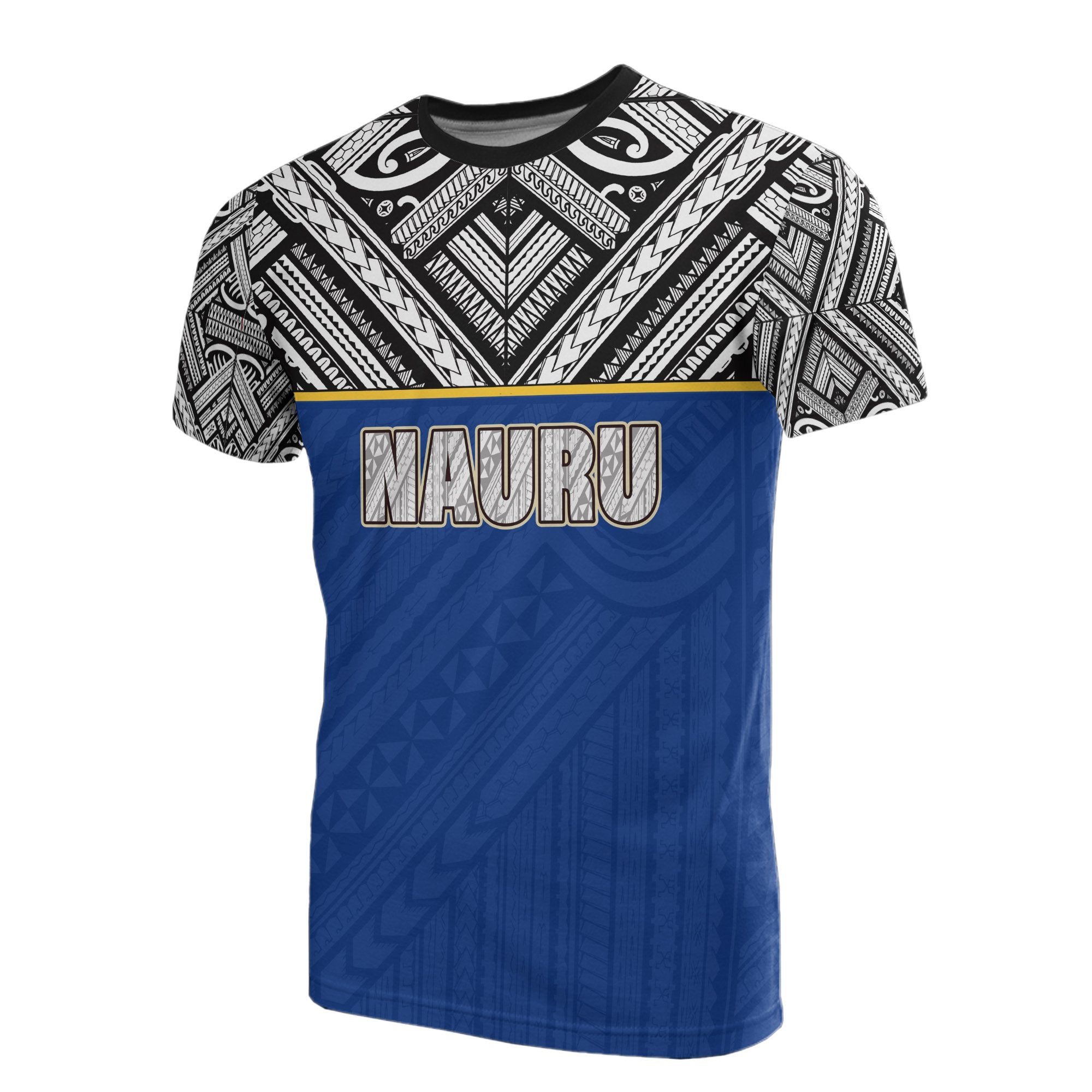 Nauru T Shirt Nauru Coat Of Arms Polynesian Tattoo Style Style Style Style Style Unisex Blue - Polynesian Pride