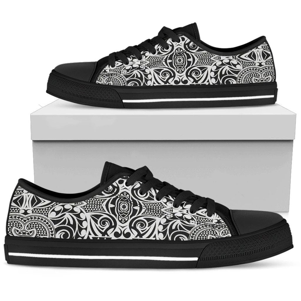 Polynesian Tribal Low Top Shoe Black White - Polynesian Pride