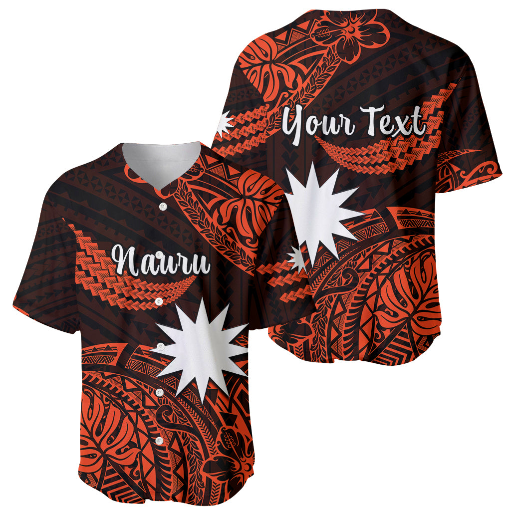 (Custom Personalised) Nauru Polynesian Hibiscus Naoero Red Baseball Jersey LT14 Red - Polynesian Pride