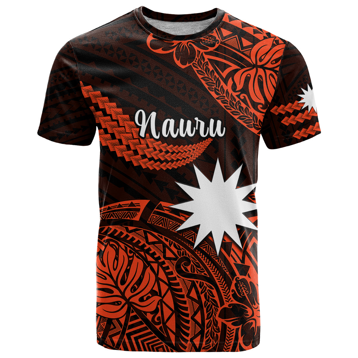 Custom Nauru Polynesian Hibiscus Naoero Red T Shirt LT14 Red - Polynesian Pride