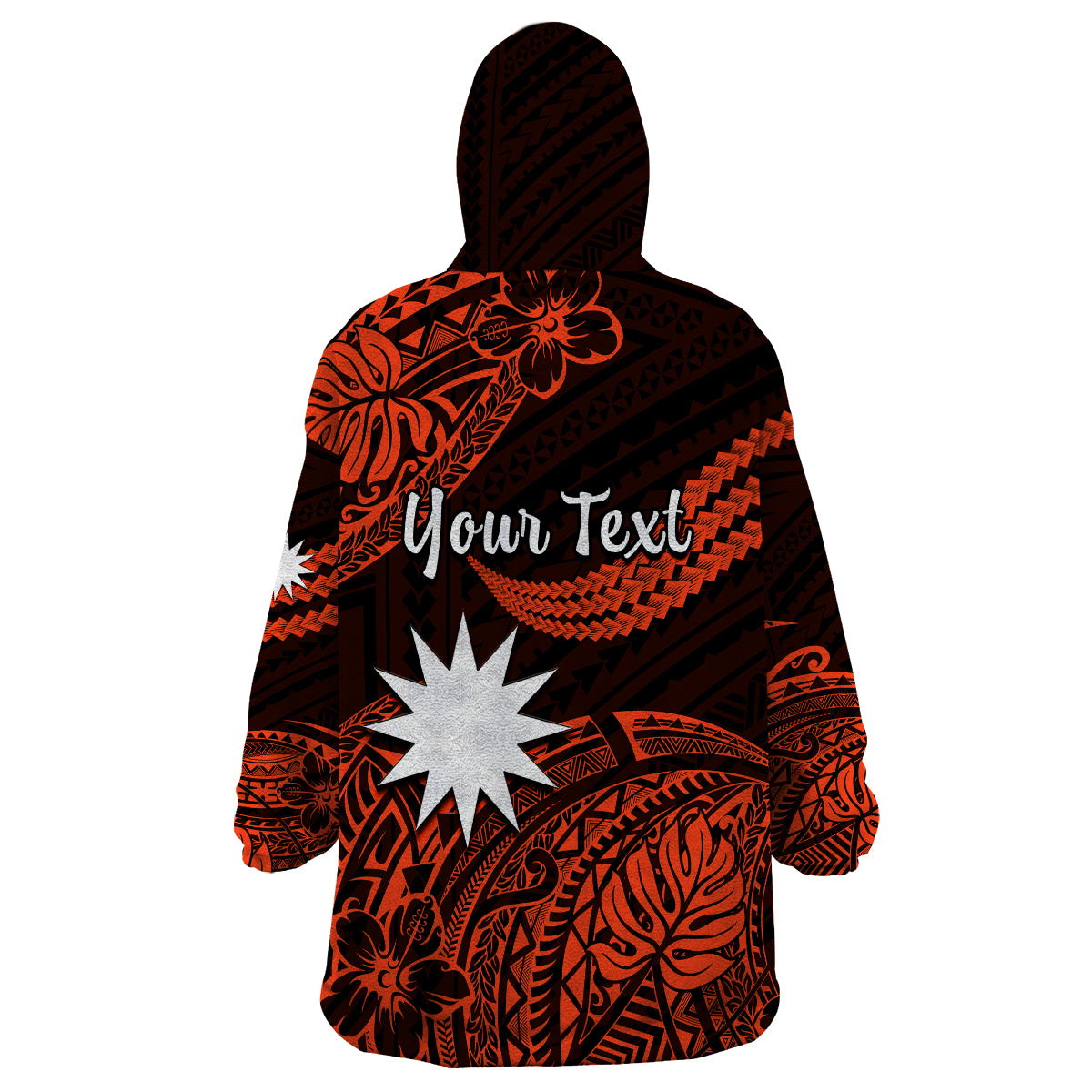 (Custom Personalised) Nauru Polynesian Hibiscus Naoero Red Wearable Blanket Hoodie LT14 - Polynesian Pride