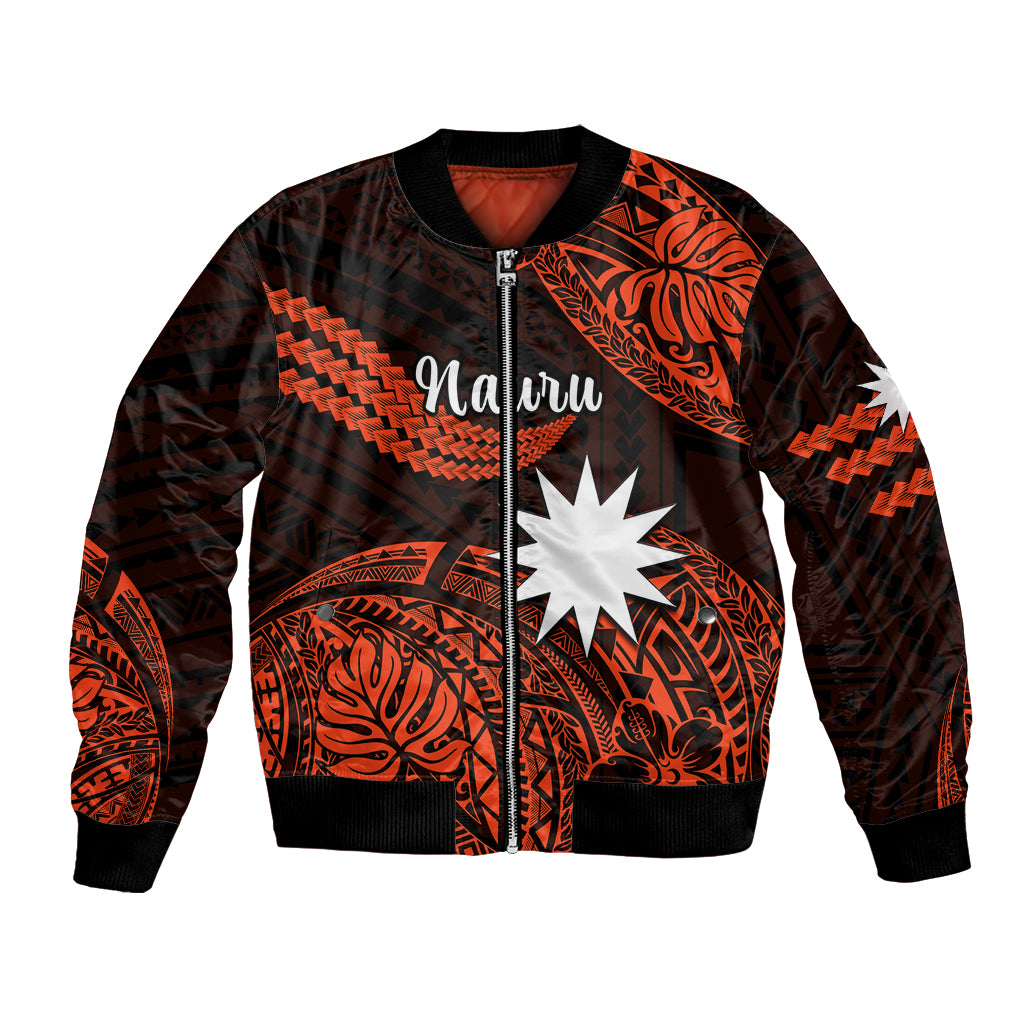 (Custom Personalised) Nauru Polynesian Hibiscus Naoero Red Bomber Jacket LT14 Unisex Red - Polynesian Pride