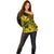 (Custom Personalised) Kakau Polynesian Tribal Hawaiian Turtle with Kanaka Maoli Yellow Off Shoulder Sweater LT9 - Polynesian Pride