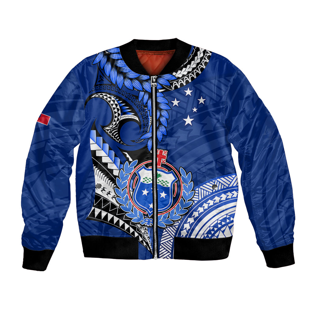 (Custom Text And Number) Manu Samoa Rugby 7s Bomber Jacket LT9 Unisex Blue - Polynesian Pride