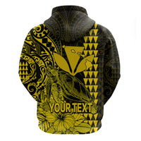 Custom Kakau Polynesian Tribal Hawaiian Turtle with Kanaka Maoli Yellow Hoodie LT9 - Polynesian Pride