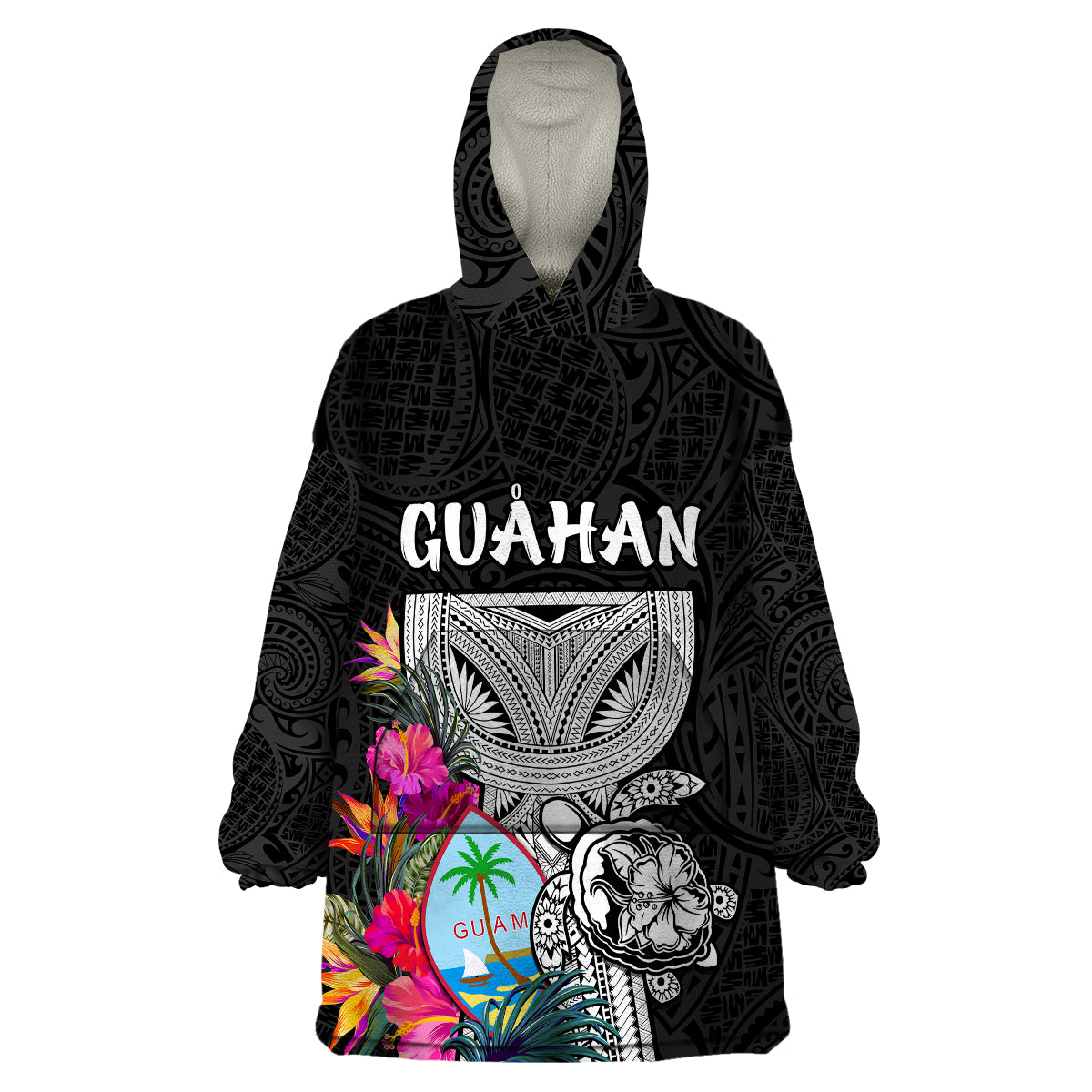 Guam Tribal Latte Stone Tropical Wearable Blanket Hoodie LT9 Unisex One Size - Polynesian Pride