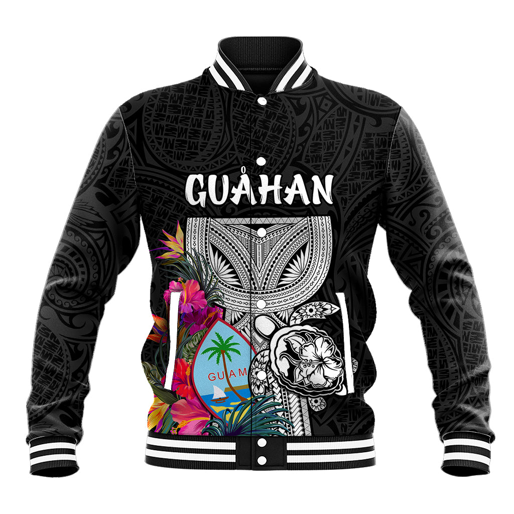 Guam Tribal Latte Stone Tropical Baseball Jacket LT9 Unisex Black - Polynesian Pride
