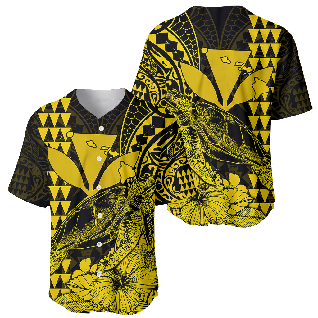 Kakau Polynesian Tribal Hawaiian Turtle with Kanaka Maoli Yellow Baseball Jersey LT9 Yellow - Polynesian Pride