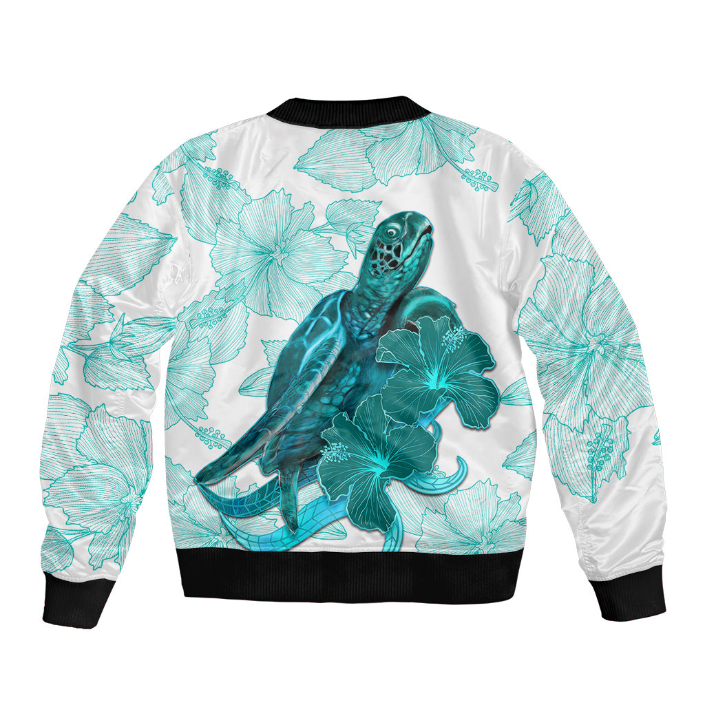 Palau Coat Of Arms With Polynesian Turtle Hibiscus Sleeve Zip Bomber Jacket LT14 - Polynesian Pride