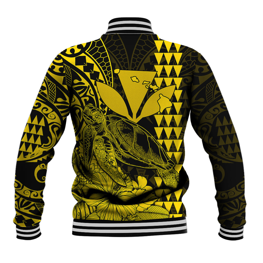 Kakau Polynesian Tribal Hawaiian Turtle with Kanaka Maoli Yellow Baseball Jacket LT9 - Polynesian Pride