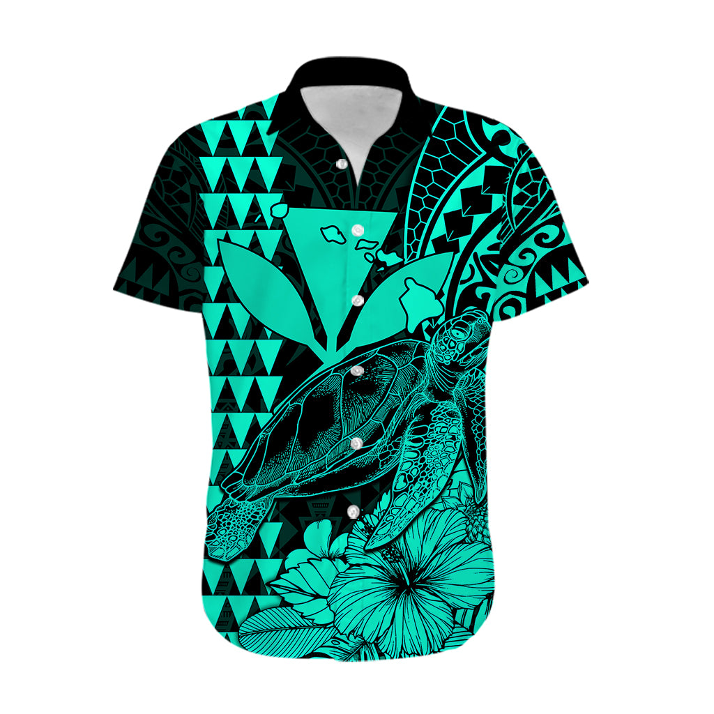 (Custom Personalised) Kakau Polynesian Tribal Hawaiian Turtle with Kanaka Maoli Turquoise Hawaiian Shirt LT9 - Polynesian Pride