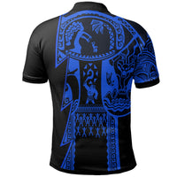 Custom Samoa All Over Polo Shirt Samoa Coat Of Arms Blue New - Polynesian Pride