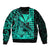 (Custom Personalised) Kakau Polynesian Tribal Hawaiian Turtle with Kanaka Maoli Turquoise Bomber Jacket LT9 - Polynesian Pride