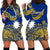 Nauru Polynesian Hibiscus Naoero Flag Color Hoodie Dress LT14 Blue - Polynesian Pride