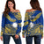 Nauru Polynesian Hibiscus Naoero Flag Color Off Shoulder Sweater LT14 Women Blue - Polynesian Pride